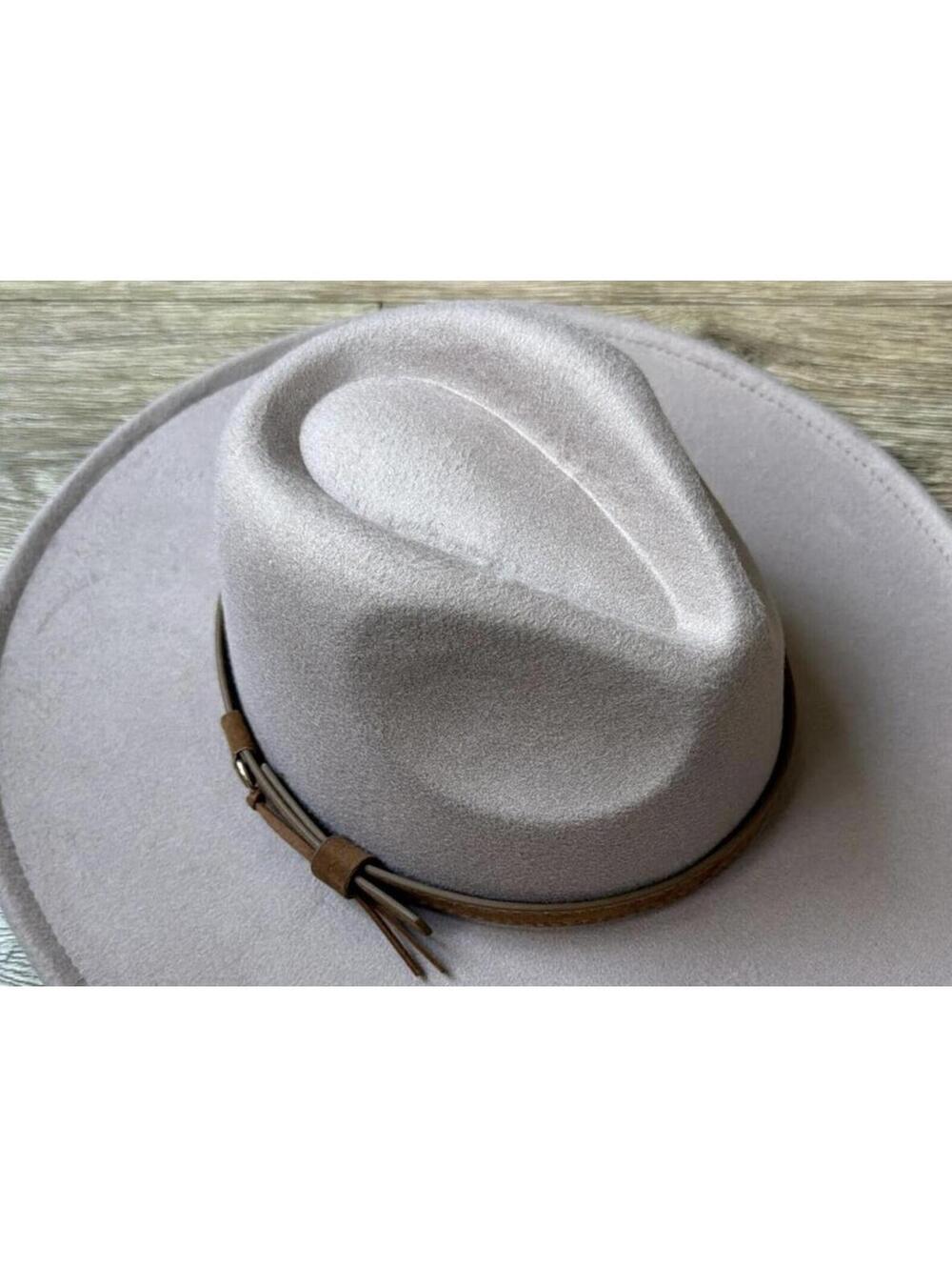 Vintage Camel Stone Wide Brim Fedora Hat Boho Rancher